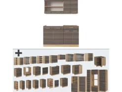 Vicco R-Line Singleküche Edelgrau/Goldkraft Eiche 140 cm ohne Arbeitsplatte ohne E-Geräte