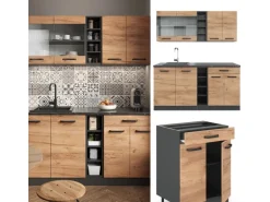 Vicco R-Line SingleKüche Goldkraft Eiche/Anthrazit 160 cm AP Anthrazit Opt 2 ohne E-Geräte