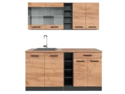 Vicco R-Line Singleküche Goldkraft Eiche/Anthrazit 160 cm AP Eiche ohne E-Geräte