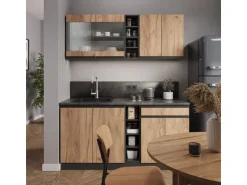 Vicco R-Line SingleKüche Goldkraft Eiche/Anthrazit 160 cm AP Anthrazit ohne E-Geräte