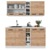 Vicco R-Line Singleküche Goldkraft Eiche/Weiß 160 cm AP Marmor ohne E-Geräte