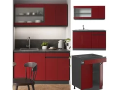 Vicco R-Line Singleküche Rot/Anthrazit 140 cm AP Anthrazit ohne E-Geräte