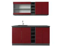 Vicco R-Line Singleküche Rot/Anthrazit 160 cm AP Anthrazit ohne E-Geräte