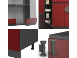 Vicco R-Line Singleküche Rot/Anthrazit 160 cm AP Eiche ohne E-Geräte