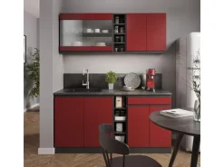 Vicco R-Line Singleküche Rot/Anthrazit 160 cm AP Marmor ohne E-Geräte