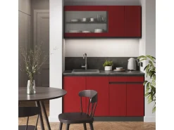 Vicco R-Line Singleküche Rot/Anthrazit 140 cm J-Shape ohne E-Geräte
