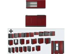 Vicco R-Line Singleküche Rot/Anthrazit 140 cm J-Shape ohne E-Geräte