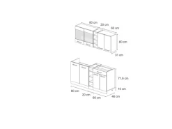 Vicco R-Line Singleküche Schwarz Hochglanz/Anthrazit 160 cm AP Eiche ohne E-Geräte