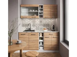 Vicco R-Line Singleküche Sonoma/Weiß 160 cm AP Anthrazit ohne E-Geräte