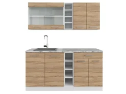Vicco R-Line Singleküche Sonoma/Weiß 160 cm ohne Arbeitsplatte ohne E-Geräte