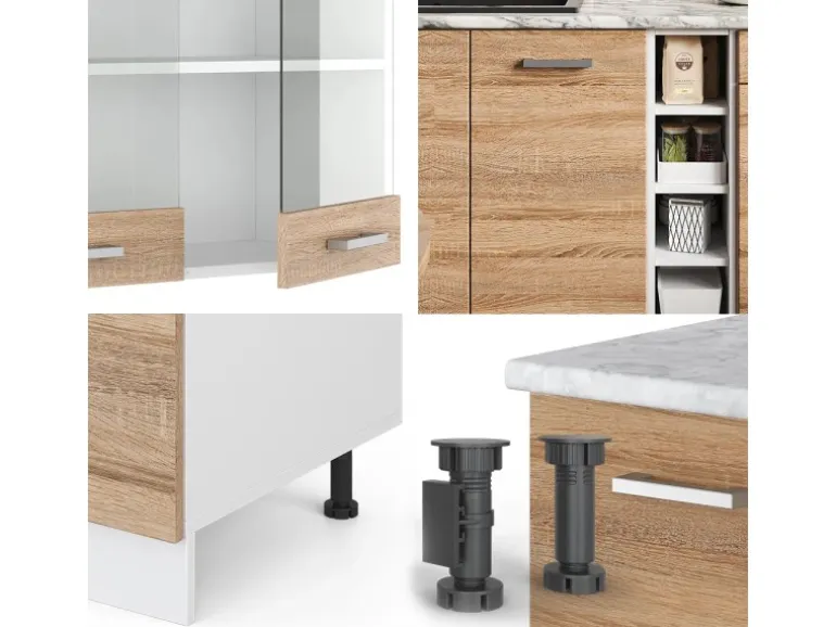 Vicco R-Line Singleküche Sonoma/Weiß 160 cm ohne Arbeitsplatte ohne E-Geräte