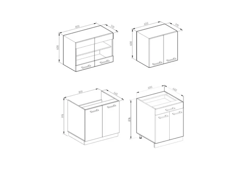 Vicco R-Line Singleküche Weiß/Anthrazit 140 cm J-Shape ohne E-Geräte