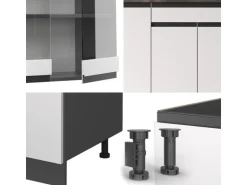 Vicco R-Line Singleküche Weiß/Anthrazit 140 cm AP Anthrazit ohne E-Geräte