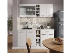 Vicco R-Line Singleküche Weiß Hochglanz/Weiß 160 cm AP Anthrazit ohne E-Geräte