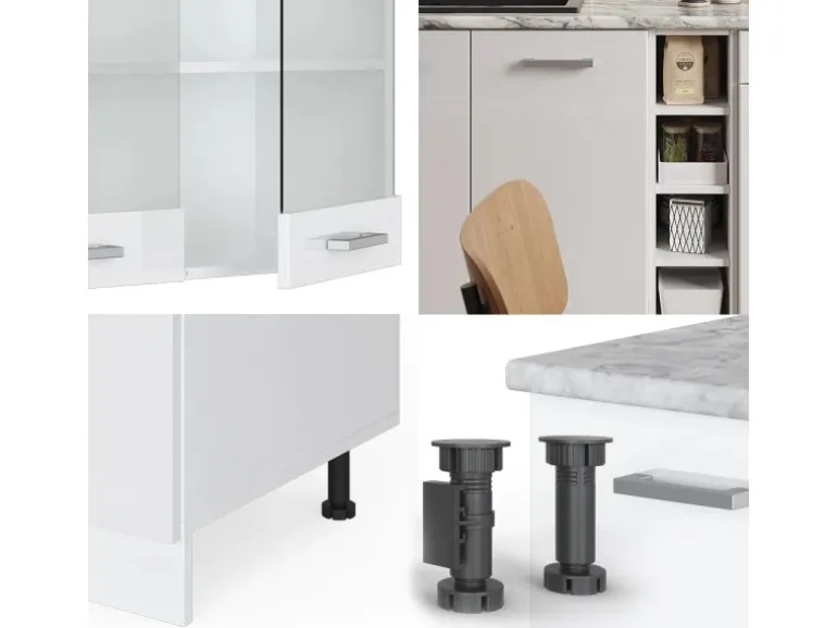 Vicco R-Line Singleküche Weiß Hochglanz/Weiß 160 cm AP Anthrazit ohne E-Geräte