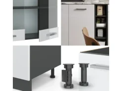 Vicco R-Line Singleküche Weiß Hochglanz/Anthrazit 160 cm ohne Arbeitsplatte ohne E-Geräte