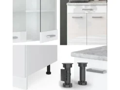 Vicco R-Line Singleküche Weiß Hochglanz/Weiß 140 cm AP Anthrazit ohne E-Geräte