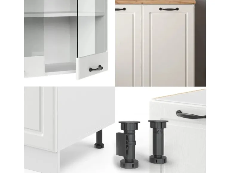 Vicco R-Line Singleküche Weiß Landhaus/Weiß 140 cm ohne Arbeitsplatte ohne E-Geräte