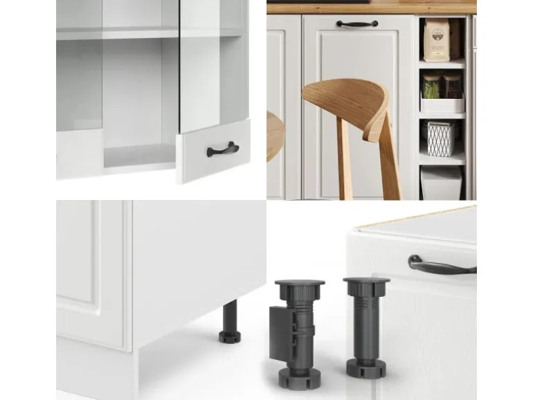 Vicco R-Line Singleküche Weiß Landhaus/Weiß 160 cm ohne Arbeitsplatte ohne E-Geräte
