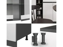 Vicco R-Line Singleküche Weiß/Anthrazit 160 cm AP Marmor ohne E-Geräte