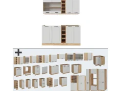 Vicco R-Line Singleküche Weiß Landhaus/Goldkraft Eiche 160 cm AP Eiche ohne E-Geräte