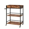 Vicco Servierwagen Fyrk Rollbare Küchen-Minibar Eiche Rustikal 65x85 cm