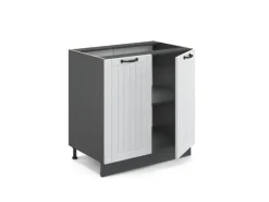 Vicco Spülenunterschrank Fame-Line Weiß Landhaus/Anthrazit 80 cm mit Regal ohne Arbeitsplatte