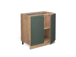 Vicco Spülenunterschrank Fame-Line Grün-Gold Landhaus/Goldkraft Eiche 80 cm mit Regal ohne Arbeitsplatte