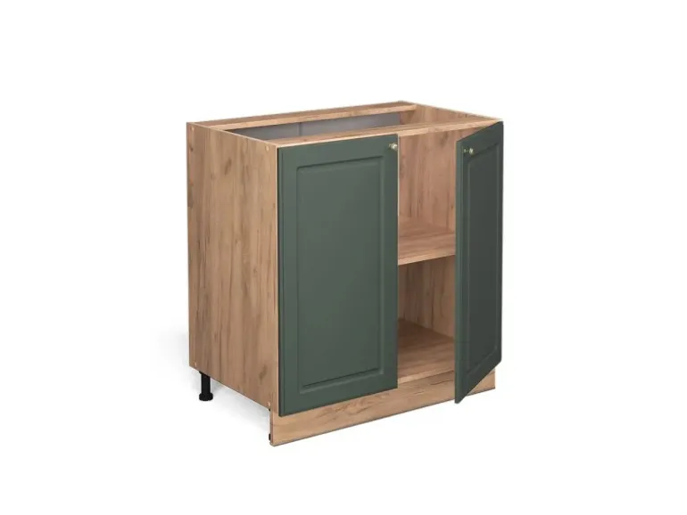 Vicco Spülenunterschrank Fame-Line Grün-Gold Landhaus/Goldkraft Eiche 80 cm mit Regal ohne Arbeitsplatte