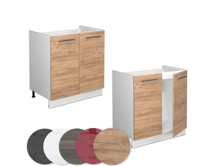 Vicco Spülenunterschrank Fame-Line Goldkraft Eiche/Weiß 80 cm ohne Arbeitsplatte
