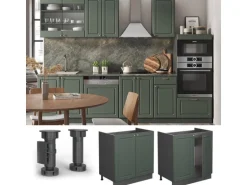 Vicco Spülenunterschrank Fame-Line Grün-Gold Landhaus/Anthrazit 80 cm AP Eiche