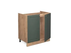 Vicco Spülenunterschrank Fame-Line Grün-Gold Landhaus/Goldkraft Eiche 80 cm AP Marmor