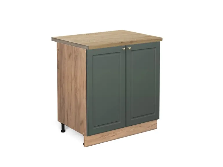 Vicco Spülenunterschrank Fame-Line Grün-Gold Landhaus/Goldkraft Eiche 80 cm AP Eiche