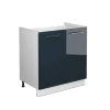 Vicco Spülenunterschrank Fame-Line Dunkelblau Hochglanz/Weiß 80 cm ohne Arbeitsplatte mit Weiß Korpus