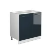 Vicco Spülenunterschrank Fame-Line Dunkelblau Hochglanz/Weiß 80 cm ohne Arbeitsplatte mit Weiß Korpus