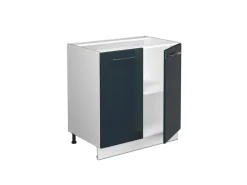 Vicco Spülenunterschrank Fame-Line Dunkelblau Hochglanz/Weiß 80 cm ohne Arbeitsplatte mit Weiß Korpus