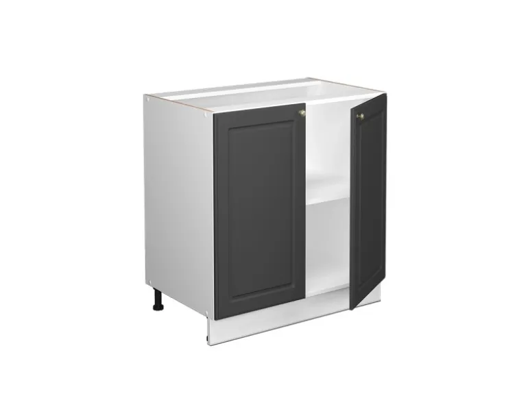 Vicco Spülenunterschrank Fame-Line Anthrazit-Gold/Weiß 80 cm mit Regal AP Marmor