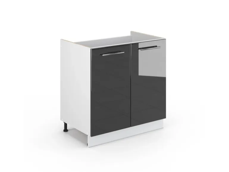 Vicco Spülenunterschrank Fame-Line Anthrazit Hochglanz/Weiß 80 cm ohne Arbeitsplatte