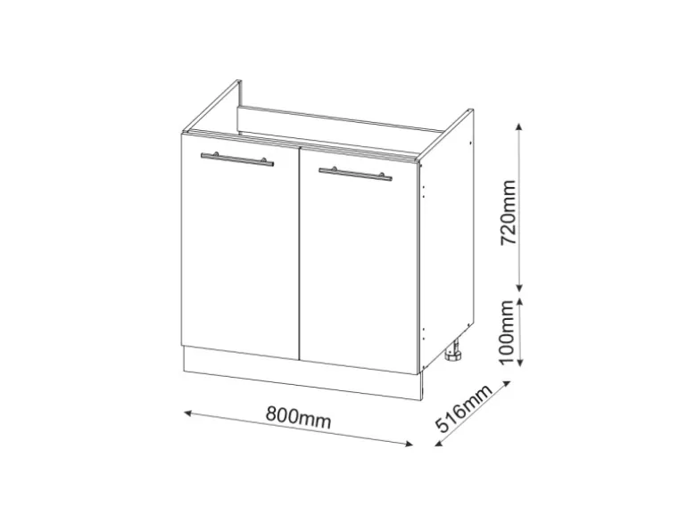 Vicco Spülenunterschrank Fame-Line Anthrazit Hochglanz/Weiß 80 cm ohne Arbeitsplatte