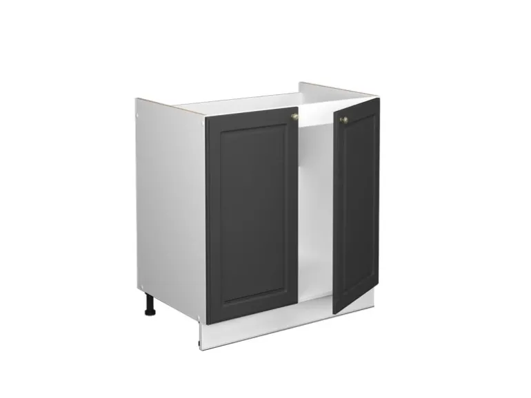 Vicco Spülenunterschrank Fame-Line Anthrazit-Gold/Weiß 80 cm AP Anthrazit