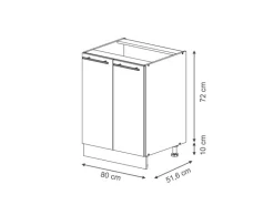 Vicco Spülenunterschrank Fame-Line Dunkelblau Hochglanz/Goldkraft Eiche 80 cm mit Regal ohne Arbeitsplatte