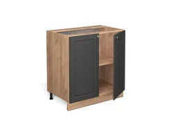 Vicco Spülenunterschrank Fame-Line Anthrazit-Gold/Goldkraft Eiche 80 cm mit Regal ohne Arbeitsplatte