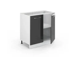 Vicco Spülenunterschrank Fame-Line Anthrazit Hochglanz/Weiß 80 cm mit Regal AP Anthrazit