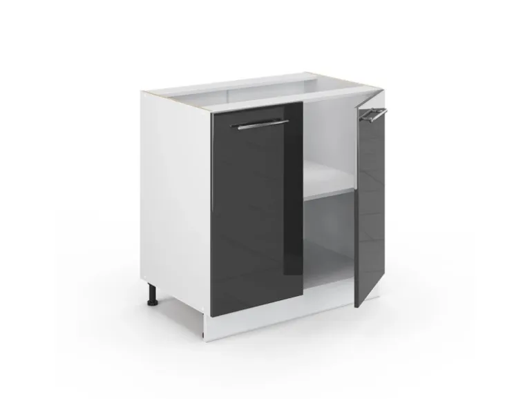Vicco Spülenunterschrank Fame-Line Anthrazit Hochglanz/Weiß 80 cm mit Regal AP Anthrazit