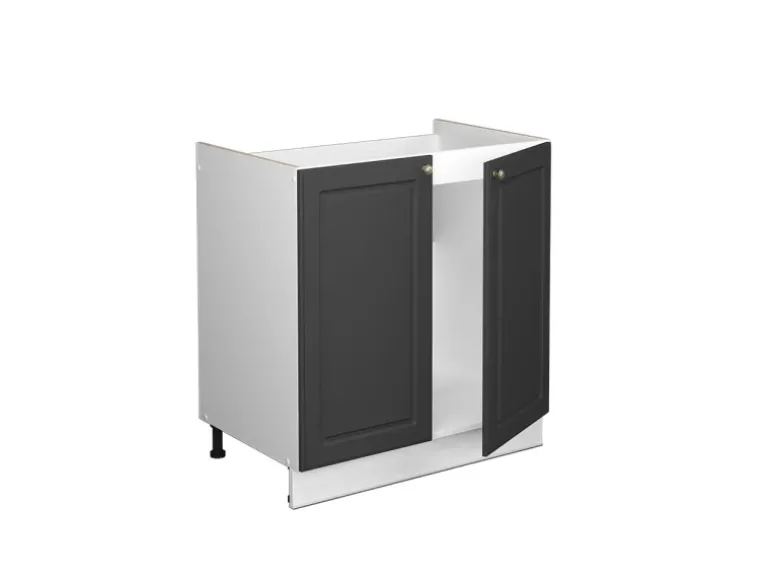 Vicco Spülenunterschrank Fame-Line Anthrazit-Gold/Weiß 80 cm ohne Arbeitsplatte