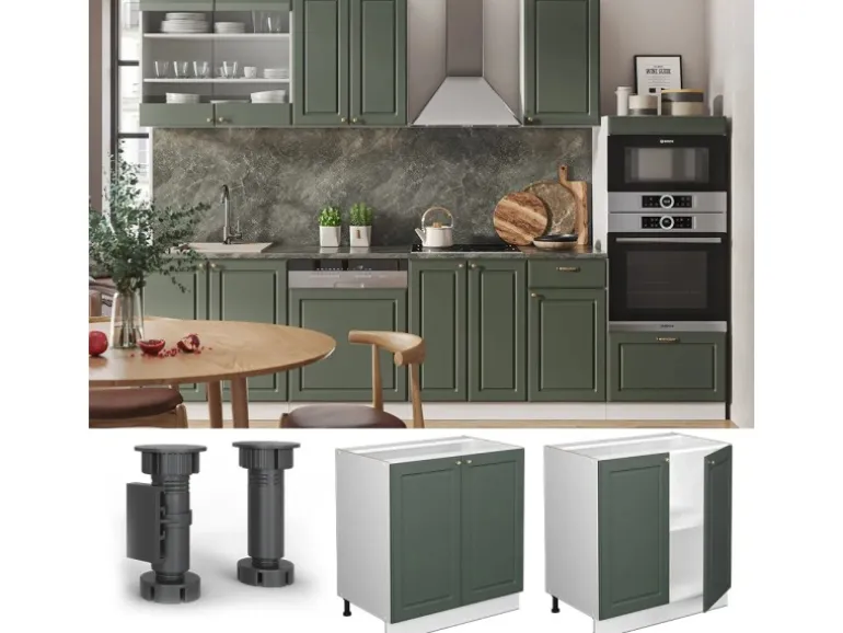 Vicco Spülenunterschrank Fame-Line Grün-Gold Landhaus/Weiß 80 cm mit Regal AP Anthrazit