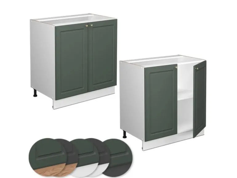 Vicco Spülenunterschrank Fame-Line Grün-Gold Landhaus/Weiß 80 cm mit Regal ohne Arbeitsplatte