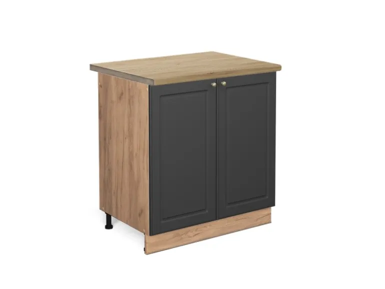 Vicco Spülenunterschrank Fame-Line Anthrazit-Gold/Goldkraft Eiche 80 cm AP Eiche