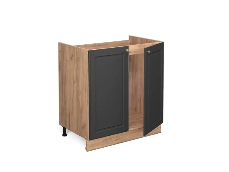 Vicco Spülenunterschrank Fame-Line Anthrazit-Gold/Goldkraft Eiche 80 cm AP Eiche