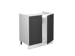Vicco Spülenunterschrank Fame-Line Anthrazit-Gold/Weiß 80 cm AP Marmor